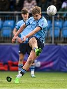 27 February 2023; Jules Fenelon of St Michaels College kicks a penalty during the Bank of Ireland Leinster Rugby Schools Senior Cup Quarter Final match between Clongowes Wood College and St Michael’s College at Energia Park in Dublin. Photo by David Fitzgerald/Sportsfile