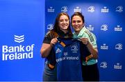 1 March 2023; Katie Whelan is presented with her jersey by head coach Tania Rosser during the Leinster Rugby Women's Cap and Jersey presentation at the Bank of Ireland Montrose Branch in Dublin. Photo by Harry Murphy/Sportsfile