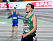 2 March 2023; John Fitzsimons of Ireland before competing in the men's 800m heat during Day 0 of the European Indoor Athletics Championships at Ataköy Athletics Arena in Istanbul, Türkiye. Photo by Sam Barnes/Sportsfile