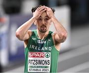 2 March 2023; John Fitzsimons of Ireland before competing in the men's 800m heats during Day 0 of the European Indoor Athletics Championships at Ataköy Athletics Arena in Istanbul, Türkiye. Photo by Sam Barnes/Sportsfile