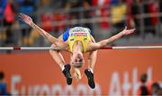 2 March 2023; Yuliia Levchenko of Ukraine competes in the women's high jump qualification round during Day 0 of the European Indoor Athletics Championships at Ataköy Athletics Arena in Istanbul, Türkiye. Photo by Sam Barnes/Sportsfile