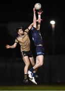 2 March 2023; Kevin Swayne of SETU Carlow in action against Brian Cooney of TUS Midlands during the Electric Ireland Higher Education GAA Freshers Football 2 Final match between South East Technological University Carlow and Technological University of the Shannon: Midlands at South East Technological University Sports Complex in Carlow. Photo by Stephen McCarthy/Sportsfile