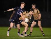 2 March 2023; Mattie Whitake of TUS Midlands is tackled by Eoghan Byrne of SETU Carlow during the Electric Ireland Higher Education GAA Freshers Football 2 Final match between South East Technological University Carlow and Technological University of the Shannon: Midlands at South East Technological University Sports Complex in Carlow. Photo by Stephen McCarthy/Sportsfile