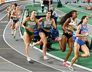 3 March 2023; Kate O'Connor of Ireland, centre, competes in the 800m of the women's pentathlon during Day 1 of the European Indoor Athletics Championships at Ataköy Athletics Arena in Istanbul, Türkiye. Photo by Sam Barnes/Sportsfile