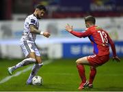 3 March 2023; Declan McDaid of Bohemians in action against Tyreke Wilson of Shelbourne during the SSE Airtricity Men's Premier Division match between Shelbourne and Bohemians at Tolka Park in Dublin. Photo by Tyler Miller/Sportsfile