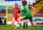 4 March 2023; Kayla Hamric of Shelbourne shoots to score her side's fourth goal during the SSE Airtricity Women's Premier Division match between Shelbourne and Cork City at Tolka Park in Dublin. Photo by Eóin Noonan/Sportsfile