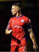 3 March 2023; Luke Byrne of Shelbourne during the SSE Airtricity Men's Premier Division match between Shelbourne and Bohemians at Tolka Park in Dublin. Photo by Tyler Miller/Sportsfile