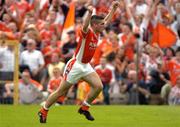 13 June 2004; Brian Mallon, Armagh, celebrates after scoring the last point of the match. Bank of Ireland Ulster Senior Football Championship Semi-Final, Cavan v Armagh, St. Tighernach's Park, Clones, Co. Monaghan. Picture credit; Damien Eagers / SPORTSFILE