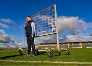 5 March 2023; Roscommon manager Davy Burke is interviewed before the Allianz Football League Division 1 match between Roscommon and Mayo at Dr Hyde Park in Roscommon. Photo by Piaras Ó Mídheach/Sportsfile