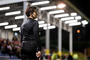 6 March 2023; Assistant referee Michelle O'Neill during the SSE Airtricity Men's Premier Division match between UCD and Derry City at the UCD Bowl in Dublin. Photo by Stephen McCarthy/Sportsfile