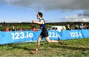 11 March 2023; Francis O'Donoghue of Summerhill College, Sligo, celebrates on his way to winning the intermediate boys 5000m  during the 123.ie All-Ireland Schools Cross Country Championships at SETU Sports Campus in Carriganore, Waterford. Photo by David Fitzgerald/Sportsfile