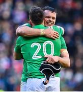 12 March 2023; James Ryan, right, and Jack Conan of Ireland celebrate at the final whistle of the Guinness Six Nations Rugby Championship match between Scotland and Ireland at BT Murrayfield Stadium in Edinburgh, Scotland. Photo by Brendan Moran/Sportsfile