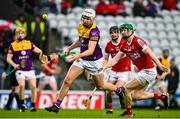 12 March 2023; Rory O'Connor of Wexford in action against Seamus Harnedy of Cork during the Allianz Hurling League Division 1 Group A match between Cork and Wexford at Páirc Ui Chaoimh in Cork. Photo by Eóin Noonan/Sportsfile