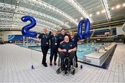 15 March 2023; In attendance, from left, are Sports Campus employees, Tracy Bennett, Margaret O'Brien, Amanda Wynn, Maeve Arthurs and Chris O'Connor as the Sport Ireland National Aquatic Centre celebrates 20 years since opening in 2003. The venue opened in advance of the Special Olympics World Summer Games in March of 2003, followed by the European Short Course Swimming Championships, with over 15 million visitors through the doors since opening. The centre is home to Swim Ireland and Paralympic high performance programmes, and has over 2500 children attending swimming lessons weekly, 3500 gym members and hundreds of thousands of waterpark visitors every year. To learn more and how to get involved, visit www.sportirelandcampus.ie. Photo by David Fitzgerald/Sportsfile