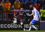 17 March 2023; Ali Coote of Bohemians in action against Adam Wells of UCD during the SSE Airtricity Men's Premier Division match between Bohemians and UCD at Dalymount Park in Dublin. Photo by Sam Barnes/Sportsfile