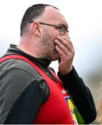 25 March 2023; St Ronan's College manager Paddy Davey during the Lidl LGFA Post Primary Junior B Final match between Maynooth Educate Together, Kildare, and St Ronan's College Lurgan, Armagh, at the GAA National Games Development Centre in Abbotstown, Dublin. Photo by Ben McShane/Sportsfile