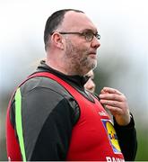 25 March 2023; St Ronan's College manager Paddy Davey during the Lidl LGFA Post Primary Junior B Final match between Maynooth Educate Together, Kildare, and St Ronan's College Lurgan, Armagh, at the GAA National Games Development Centre in Abbotstown, Dublin. Photo by Ben McShane/Sportsfile