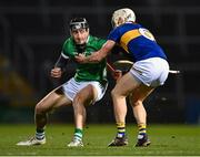 25 March 2023; Conor Boylan of Limerick in action against Bryan O'Mara of Tipperary during the Allianz Hurling League Division 1 Semi-Final match between Limerick and Tipperary at TUS Gaelic Grounds in Limerick. Photo by Piaras Ó Mídheach/Sportsfile