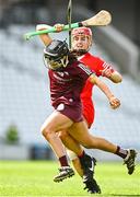 26 March 2023; Aoife Donohue of Galway in action against Libby Coppinger of Cork during the Very Camogie League Division 1A match between Kilkenny and Galway at Páirc Ui Chaoimh in Cork. Photo by Eóin Noonan/Sportsfile