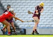 26 March 2023; Shannon Corcoran of Galway in action against Aoife O’Neill of Cork during the Very Camogie League Division 1A match between Kilkenny and Galway at Páirc Ui Chaoimh in Cork. Photo by Eóin Noonan/Sportsfile