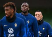 26 March 2023; Kylian Mbappé, right, during a France training sesson at Aviva Stadium in Dublin. Photo by Stephen McCarthy/Sportsfile