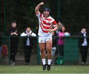 26 March 2023; Sosuke Hiyama of Japan celebrates his side's fourth try during the Under-19 Rugby International match between Ireland and Japan at Lakelands Park in Dublin. Photo by Harry Murphy/Sportsfile