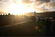 26 March 2023; Northern Ireland supporters make their way to the stadium before the UEFA EURO 2024 Championship Qualifier match between Northern Ireland and Finland at National Stadium at Windsor Park in Belfast. Photo by Ramsey Cardy/Sportsfile