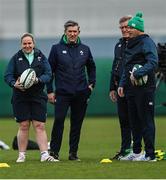 28 March 2023; Ireland coaching team, from left, Backs coach Niamh Briggs, Head Coach Greg McWilliams, Senior Coach John McKee and Scrum coach Denis Fogarty during a Ireland Women's Rugby squad training session at IRFU High Performance Centre at the Sport Ireland Campus in Dublin. Photo by Ramsey Cardy/Sportsfile