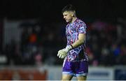 31 March 2023; UCD goalkeeper Kian Moore reacts during the SSE Airtricity Men's Premier Division match between St Patrick's Athletic and UCD at Richmond Park in Dublin. Photo by Ben McShane/Sportsfile