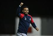 31 March 2023; Jake Mulraney of St Patrick's Athletic celebrates after the SSE Airtricity Men's Premier Division match between St Patrick's Athletic and UCD at Richmond Park in Dublin. Photo by Ben McShane/Sportsfile