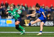 1 April 2023; Carla Arbez of France in action against Vicky Irwin of Ireland during the TikTok Women's Six Nations Rugby Championship match between Ireland and France at Musgrave Park in Cork. Photo by Brendan Moran/Sportsfile