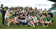 2 April 2023; Meath players celebrate after the Allianz Hurling League Division 2B Final match between Meath and Donegal at Avant Money Páirc Seán Mac Diarmada in Carrick-on-Shannon, Leitrim. Photo by Stephen Marken/Sportsfile