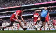 2 April 2023; Con O'Callaghan of Dublin in action against Conor McCluskey of Derry during the Allianz Football League Division 2 Final match between Dublin and Derry at Croke Park in Dublin. Photo by Sam Barnes/Sportsfile