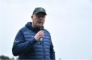 5 April 2023; Phil Lawlor, head of rugby development, speaks to supporters after the Shane Horgan Round Five match between South East and North Midlands at Energia Park in Dublin. Photo by Tyler Miller/Sportsfile
