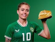 7 April 2023; Denise O'Sullivan poses for a portrait ahead of earning her 100th international cap for Republic of Ireland, against USA in Austin, Texas, USA. Photo by Stephen McCarthy/Sportsfile