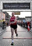 6 April 2023 Michael Harty East Cork of AC, crosses the line to finish third in the Peugeot Race Series - Streets of Kilkenny 2023 in Kilkenny. Photo by Sam Barnes/Sportsfile