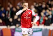 7 April 2023; Jamie Lennon of St Patrick's Athletic celebrates after scoring his side's third goal during the SSE Airtricity Men's Premier Division match between St Patrick's Athletic and Cork City at Richmond Park in Dublin. Photo by Michael P Ryan/Sportsfile