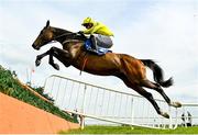 8 April 2023; Billaway, with Patrick Mullins up, jumps the last during the first circuit of the Low.ie Hunters Steeplechase on day one of the Fairyhouse Easter Festival at Fairyhouse Racecourse in Ratoath, Meath. Photo by Seb Daly/Sportsfile