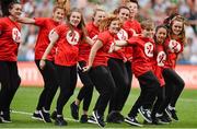 25 August 2013; Dancers during the half-time dance off for the One Percent Difference campaign during the GAA Football All-Ireland Senior Championship Semi-Final between Mayo and Tyrone. For more information visit www.onepercentdifference.ie / @onepercentdiff / # 1Diff. Croke Park, Dublin. Picture credit: Ray McManus / SPORTSFILE