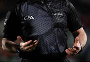 25 March 2023; A general view of the jersey of referee Liam Gordon before the Allianz Hurling League Division 1 Semi-Final match between Limerick and Tipperary at TUS Gaelic Grounds in Limerick. Photo by Piaras Ó Mídheach/Sportsfile
