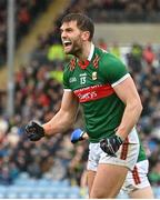 9 April 2023; Aidan O'Shea of Mayo celebrates winning a free during the Connacht GAA Football Senior Championship Quarter-Final match between Mayo and Roscommon at Hastings Insurance MacHale Park in Castlebar, Mayo. Photo by Ramsey Cardy/Sportsfile
