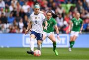 8 April 2023; Julie Ertz of United States in action against Áine O'Gorman of Republic of Ireland during the women's international friendly match between USA and Republic of Ireland at the Q2 Stadium in Austin, Texas, USA. Photo by Stephen McCarthy/Sportsfile
