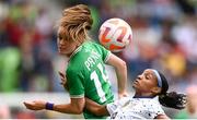 8 April 2023; Crystal Dunn of United States in action against Heather Payne of Republic of Ireland during the women's international friendly match between USA and Republic of Ireland at the Q2 Stadium in Austin, Texas, USA. Photo by Stephen McCarthy/Sportsfile