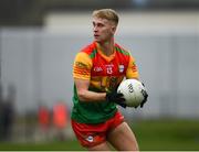 9 April 2023; Ross Dunphy of Carlow during the Leinster GAA Football Senior Championship Round 1 match between Wicklow and Carlow at Echelon Park in Aughrim, Wicklow. Photo by Daire Brennan/Sportsfile