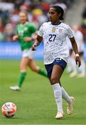 8 April 2023; Naomi Girma of United States during the Women's International friendly match between USA and Republic of Ireland at the Q2 Stadium in Austin, Texas. Photo by Brendan Moran/Sportsfile