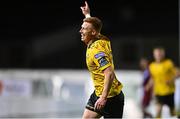 10 April 2023; Eoin Doyle of St Patrick's Athletic celebrates after scoring his side's third goal during the SSE Airtricity Men's Premier Division match between Drogheda United and St Patrick's Athletic at Weaver's Park in Drogheda, Louth. Photo by Ben McShane/Sportsfile