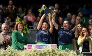 16 April 2023; Kerry joint captains Clodagh Walsh, left, and Sara Murphy lift the cup after the Very Camogie League Final Division 2A match between Kerry and Meath at Croke Park in Dublin. Photo by Eóin Noonan/Sportsfile