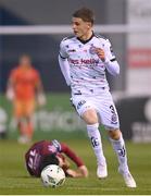 21 April 2023; Paddy Kirk of Bohemians in action against Dylan Grimes of Drogheda United during the SSE Airtricity Men's Premier Division match between Drogheda United and Bohemians at Weaver's Park in Drogheda, Louth. Photo by Stephen McCarthy/Sportsfile