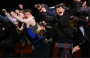 21 April 2023; Bohemians supporters celebrate after the SSE Airtricity Men's Premier Division match between Drogheda United and Bohemians at Weaver's Park in Drogheda, Louth. Photo by Stephen McCarthy/Sportsfile