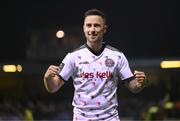 21 April 2023; John O’Sullivan of Bohemians celebrates after the SSE Airtricity Men's Premier Division match between Drogheda United and Bohemians at Weaver's Park in Drogheda, Louth. Photo by Stephen McCarthy/Sportsfile